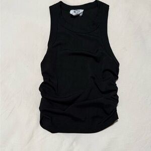 Princess Polly Black Ruched Sleeveless Tank Top
